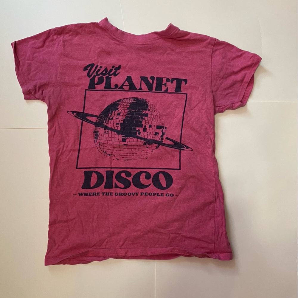 Planet disco bright pink tshirt